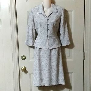 Vtg Miss Dorby Jacquard Peplum suit